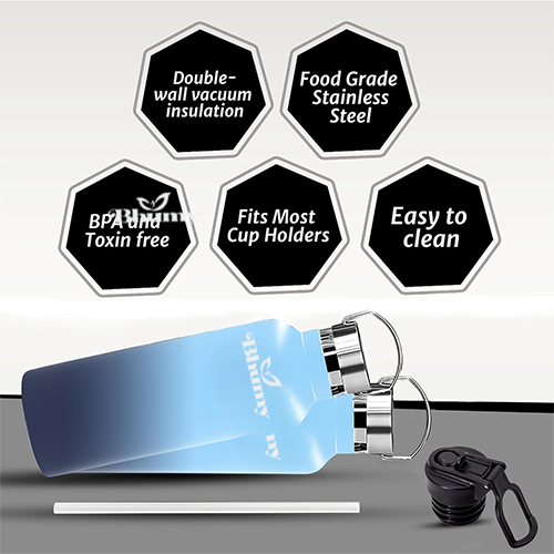 Bhumy Stainless Steel Water Bottles β 22oz Double Wall Stainless Steel Insulated Water Bottle β Water Bottle with Straw and 2 Lids β Leakproof Sports Water Bottle Water for Gym, Office, Travel (MIXED COLOR)