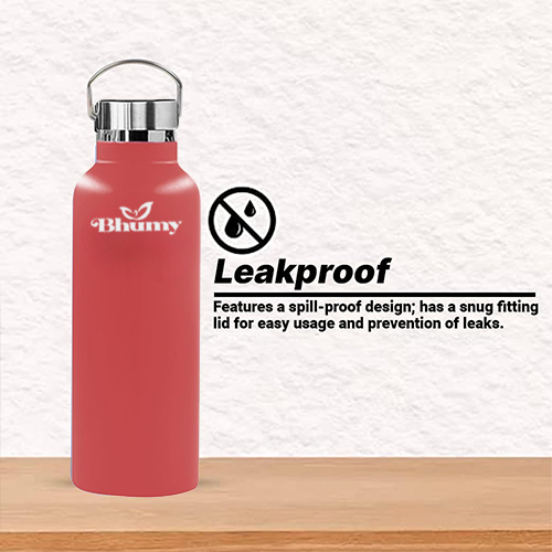Bhumy Stainless Steel Water Bottles β 22oz Double Wall Stainless Steel Insulated Water Bottle β Water Bottle with Straw and 2 Lids β Leakproof Sports Water Bottle Water for Gym, Office, Travel (RED)