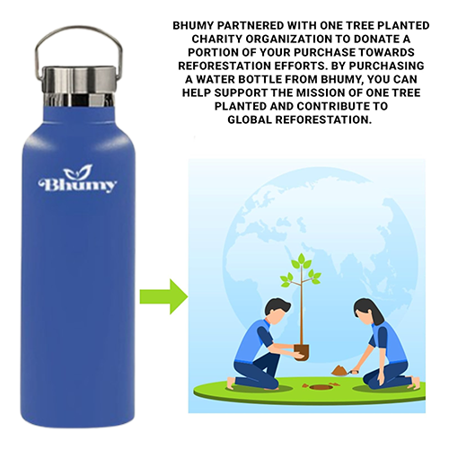 Bhumy Stainless Steel Water Bottles β 22oz Double Wall Stainless Steel Insulated Water Bottle β Water Bottle with Straw and 2 Lids β Leakproof Sports Water Bottle Water for Gym, Office, Travel (ASTRO NEVY BLUE)