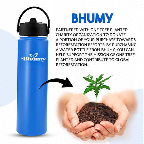 Bhumy Stainless Steel Water Bottles β 24oz Double Wall Stainless Steel Insulated Water Bottle β Water Bottle with Straw and 2 Lids β Leakproof Sports Water Bottle Water for Gym, Office, Travel (VIOLET BLUE)