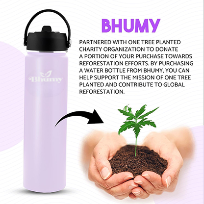 Bhumy Stainless Steel Water Bottles – 24oz Double Wall Stainless Steel Insulated Water Bottle – Water Bottle with Straw and 2 Lids – Leakproof Sports Water Bottle Water for Gym, Office, Travel (LIGHT PINK)